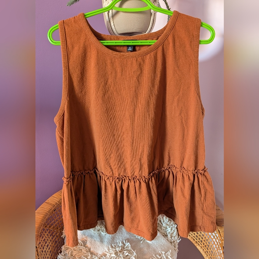 Torrid Rust Sleeveless Peplum Tank Top